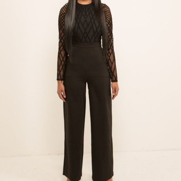 Pants - Black Sequin Mesh Jumpsuit From Luxe Protocol